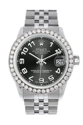 Rolex Custom Diamond Bezel Datejust 31 Black Concentric Dial Jubilee Ladies Watch 178240 / Si None